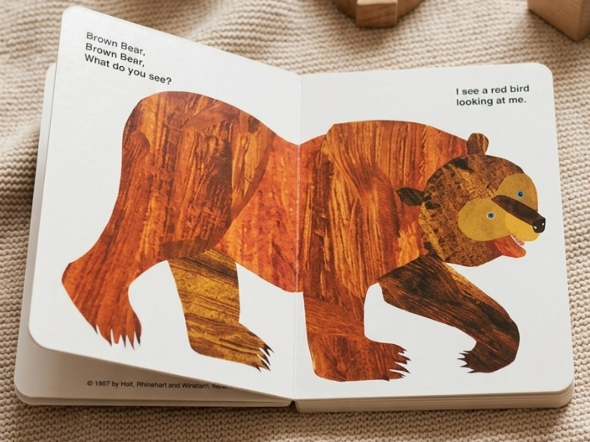 英語絵本Brown Bear What Do You See?の表紙と中身|初めての英語読み聞かせにおすすめ